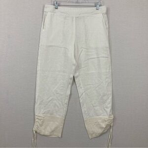 For Cynthia Two Tone Ruched Side 100% Linen Pull-on Pants Large